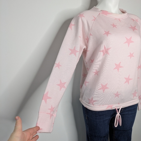 ✨3/$15 GAP Pink Star Tie Waist Long Sleeve Pullover Sweatshirt M - Picture 4 of 8
